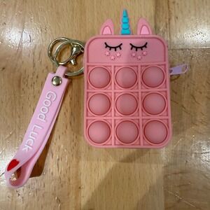 Pink Unicorn Pop It Mini Purse Keychain Fidget Toy Bag Charm (10)